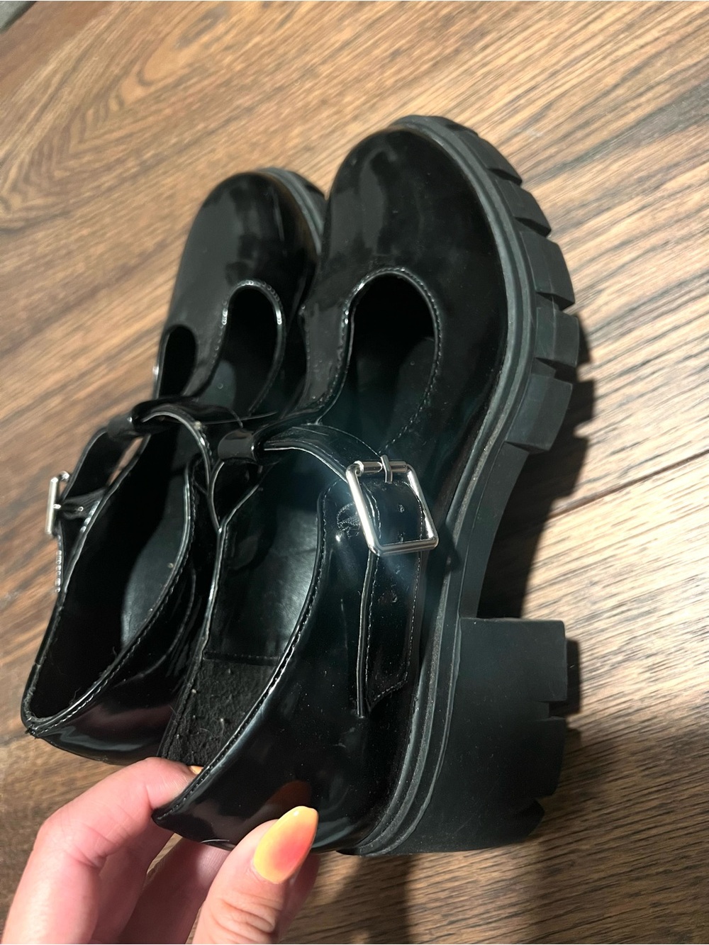 Girls' Black Patent Chunky Mary Jane Shoes Great Condition